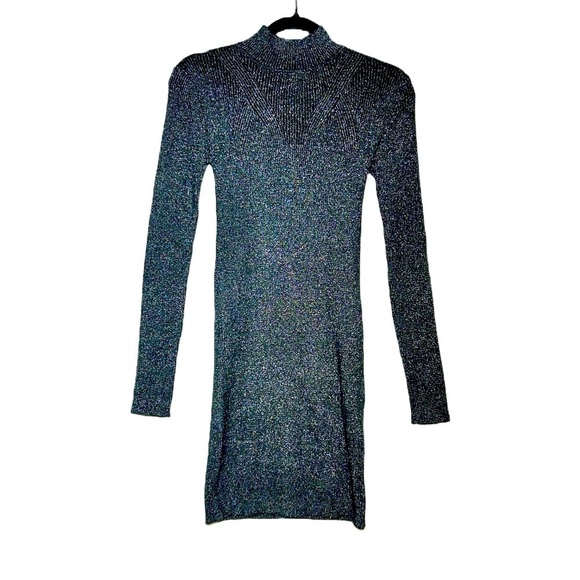 NWT Revolve Steve Madden Nadina Metallic LS Sweater Dress in Black & Silver, S - Picture 5 of 15